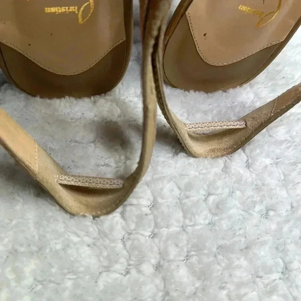 Christian Louboutin SZ 9.5 Nude Canne A Peche Heels - Picture 7 of 8